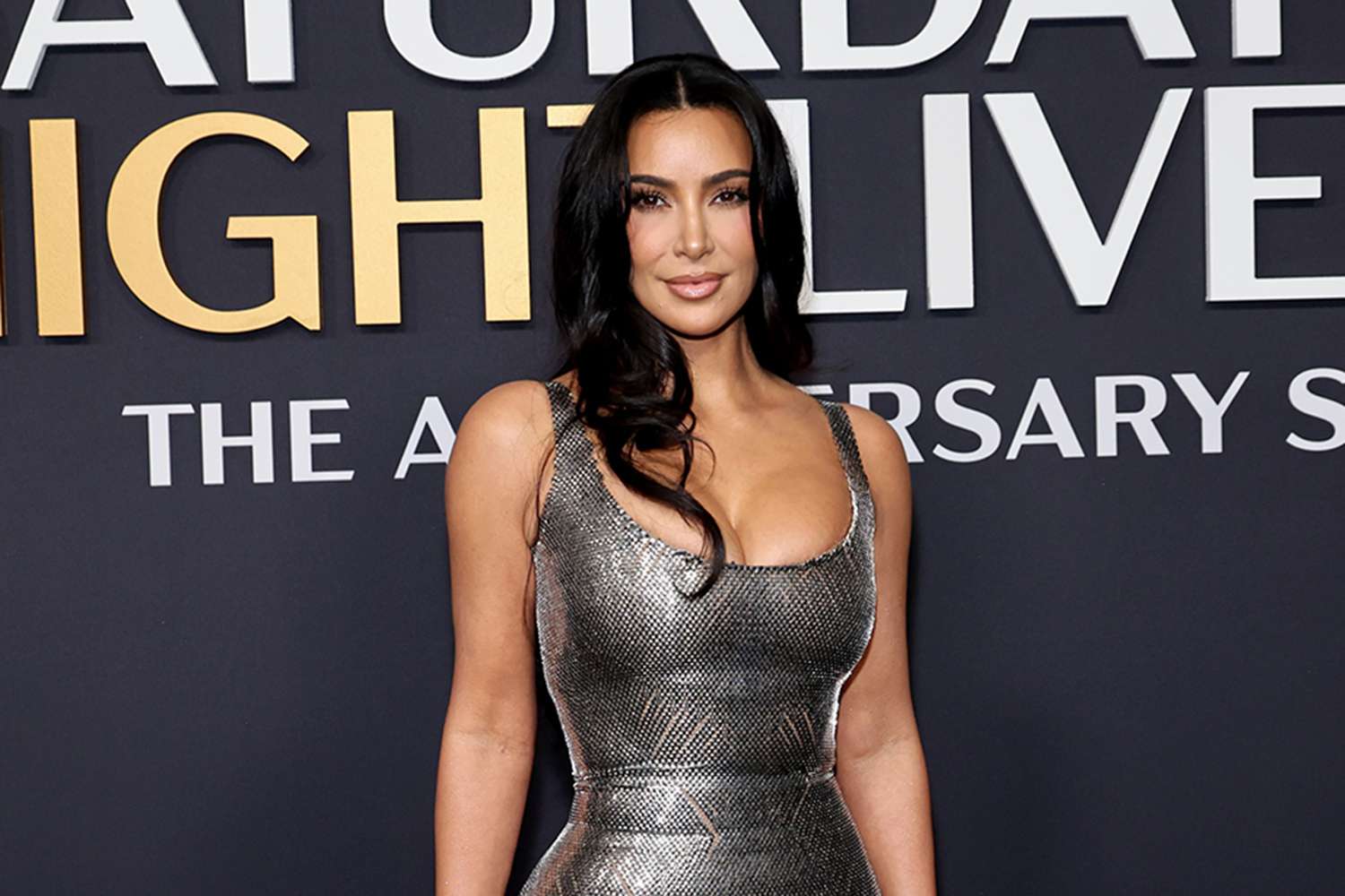 Balenciaga's Liquid Metal Moment: Kim Kardashian At SNL 50 Balenciaga's Liquid Metal Moment: Kim Kardashian At SNL 50