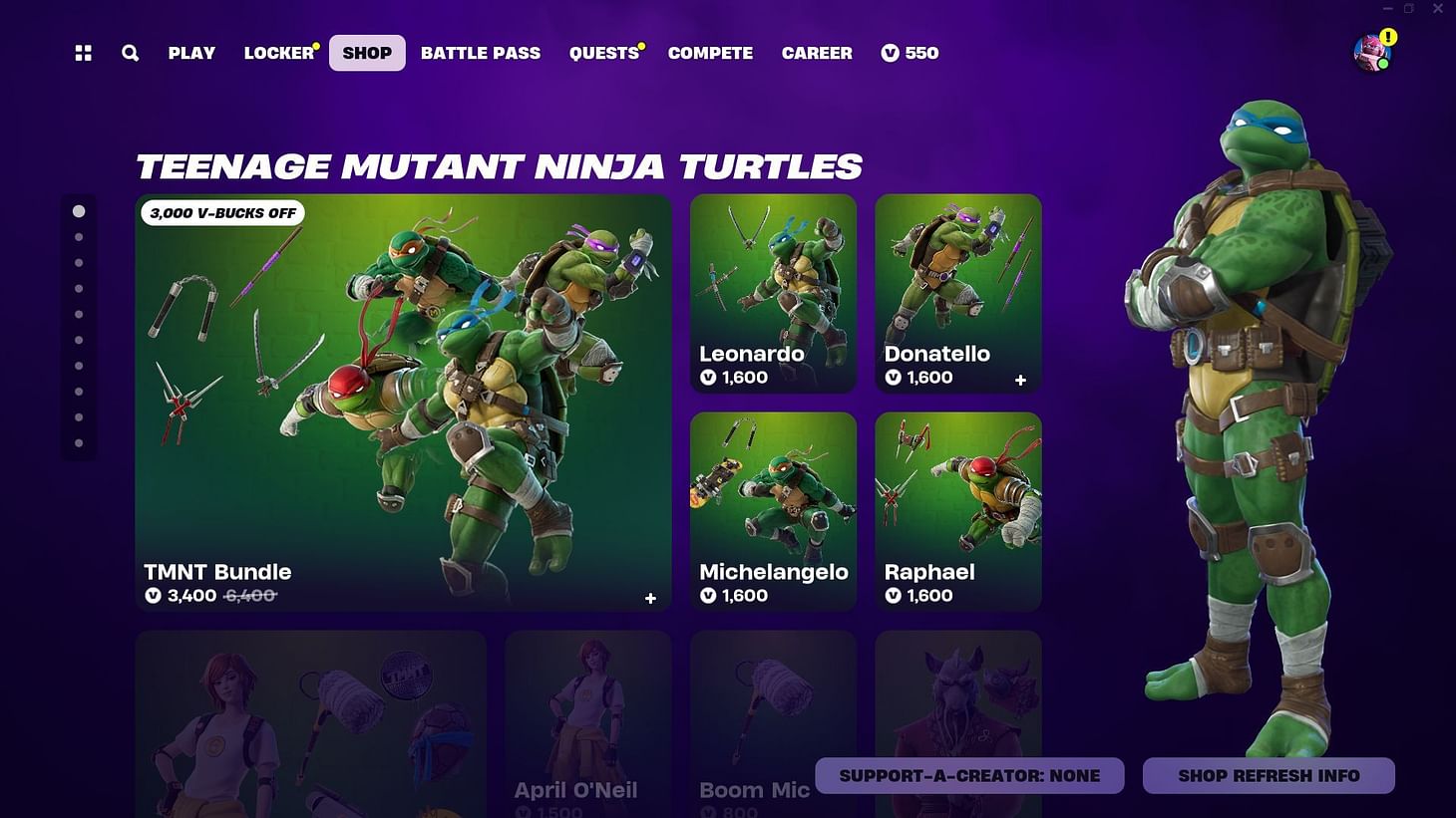 Complete List Of Fortnite Teenage Mutant Ninja Turtles Skins Complete List Of Fortnite Teenage Mutant Ninja Turtles Skins