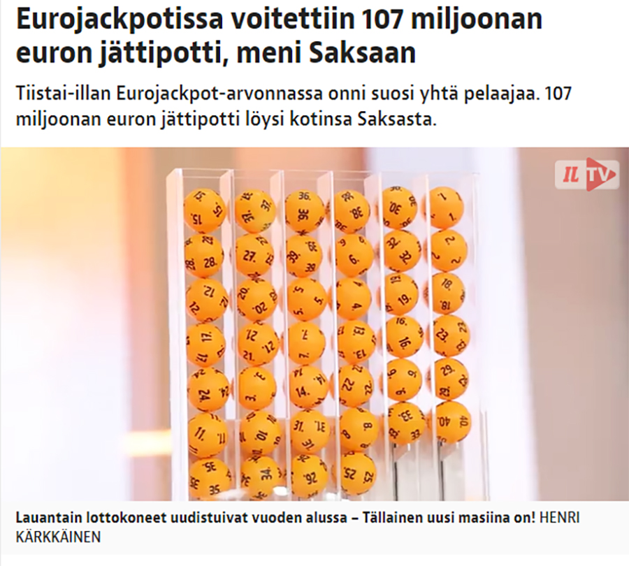 Katso Eurojackpotin Tulokset Ilta-Sanomien Sivuilta Katso Eurojackpotin Tulokset Ilta-Sanomien Sivuilta