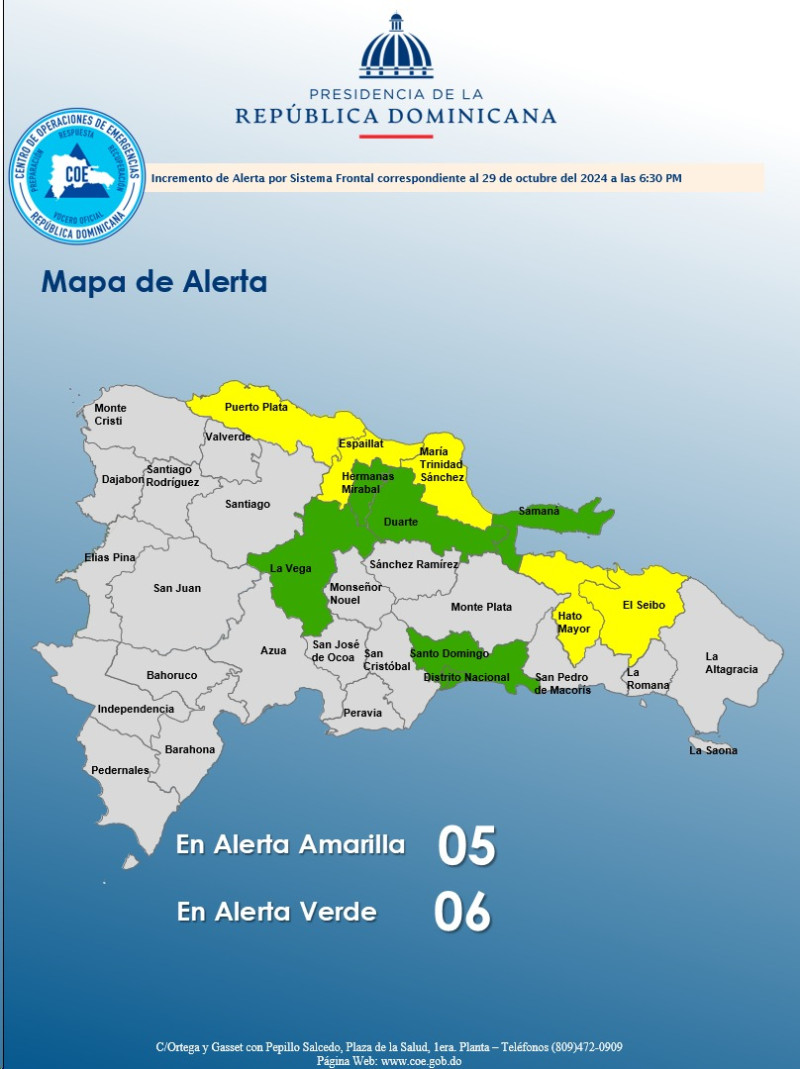 Nueve Provincias En Alerta Amarilla, Cinco En Verde Según El COE Nueve Provincias En Alerta Amarilla, Cinco En Verde Según El COE