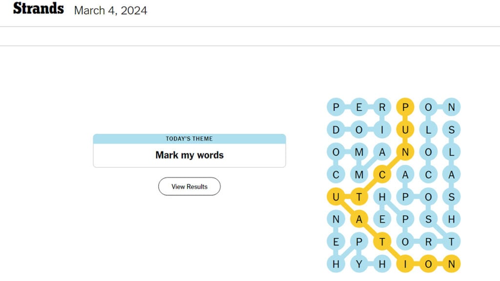 NYT Strands Hints And Answers: Wednesday, March 12 (Game #374) NYT Strands Hints And Answers: Wednesday, March 12 (Game #374)