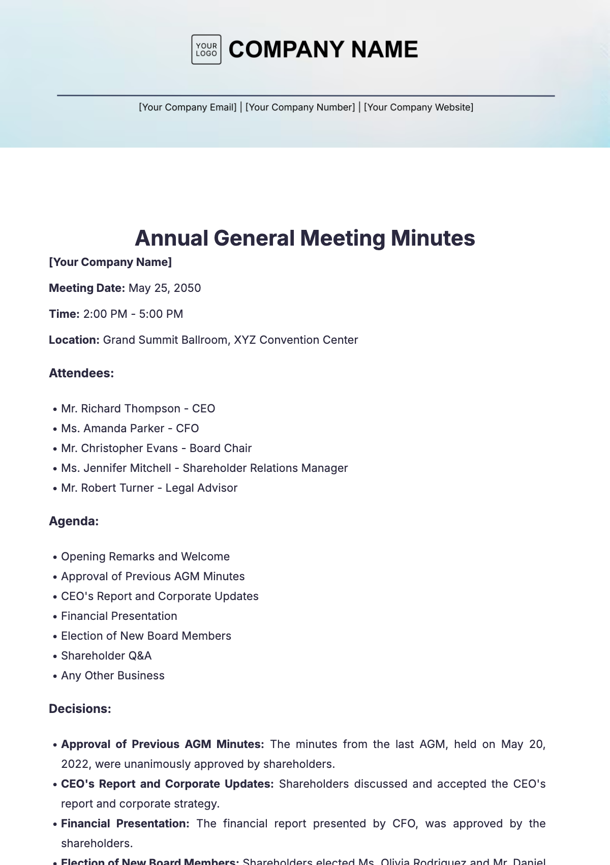 Philips 2025 AGM:  Shareholder Information And Meeting Agenda