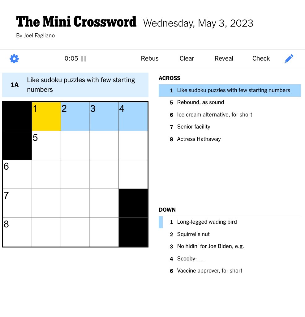 Today's NYT Mini Crossword Answers For March 27 Today's NYT Mini Crossword Answers For March 27